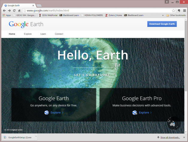 new Google Earth website