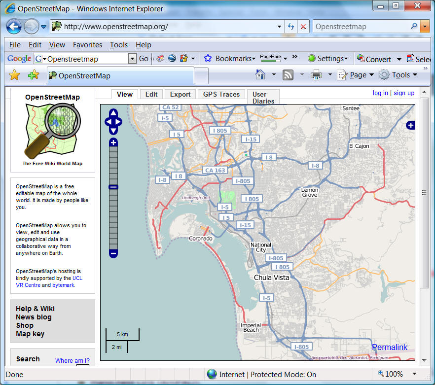 OpenStreetMap exampe (San Diego)