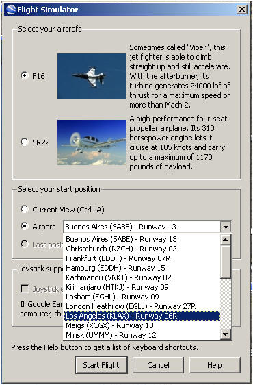Flight Simulator Start Window
