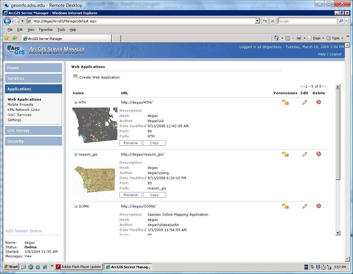 ArcGIS Server Manager (Web Applications)