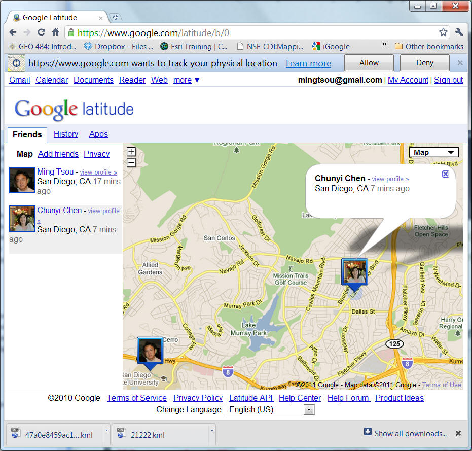 Google Latitude example