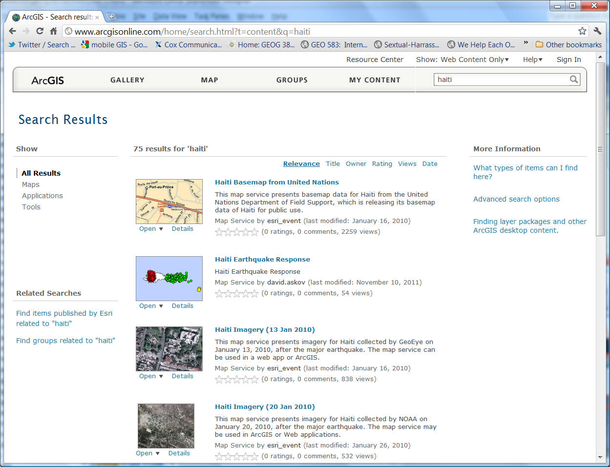 ArcGIS online - Haiti search