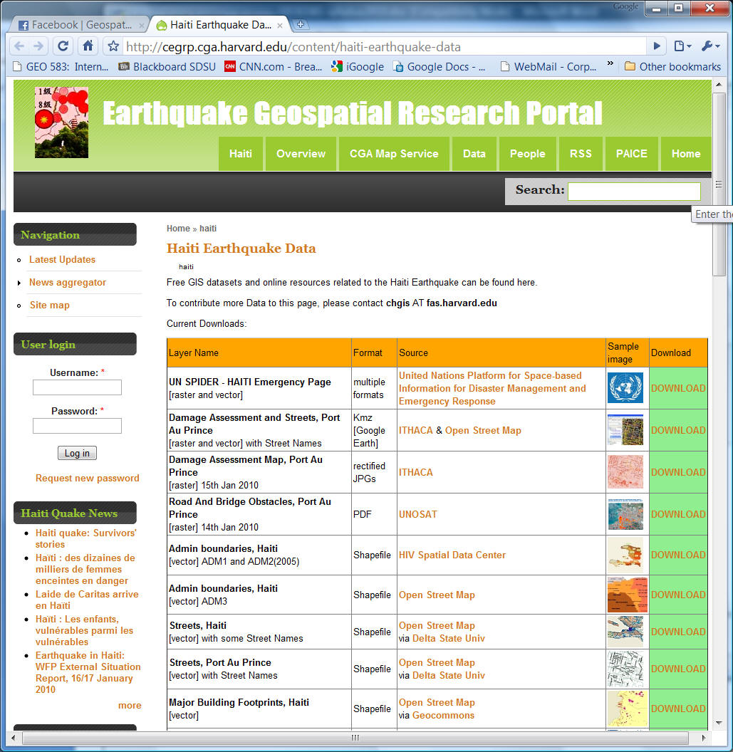 Data portal for Haiti Earth Quake