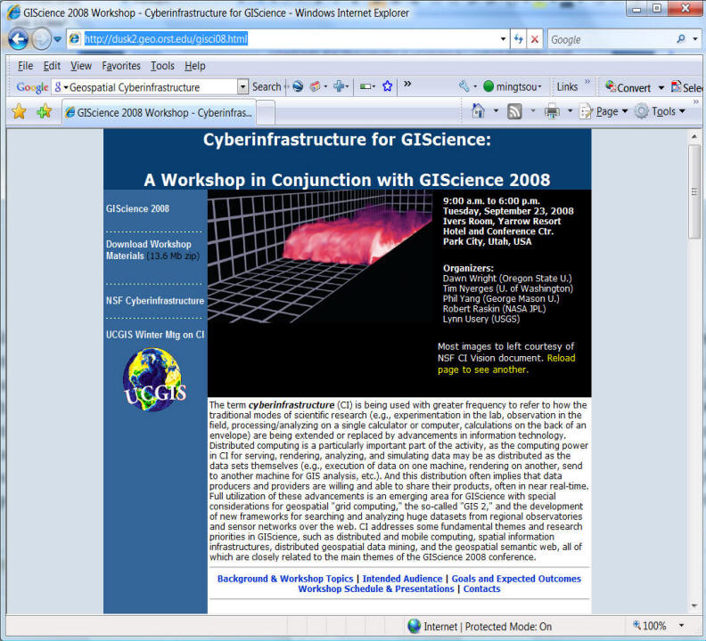 GIS workshop in Cyberinfrastructure