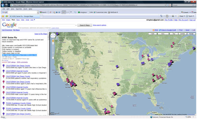 Google Map Swine flu