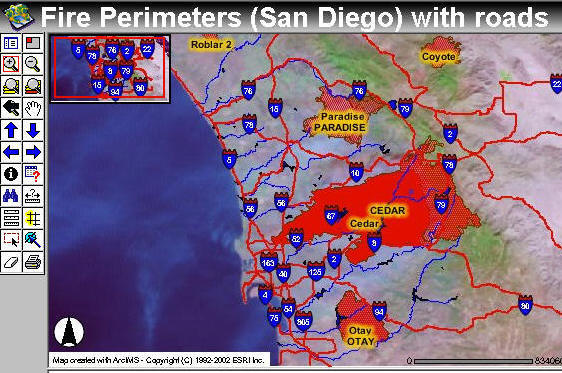 san diego wildfire map