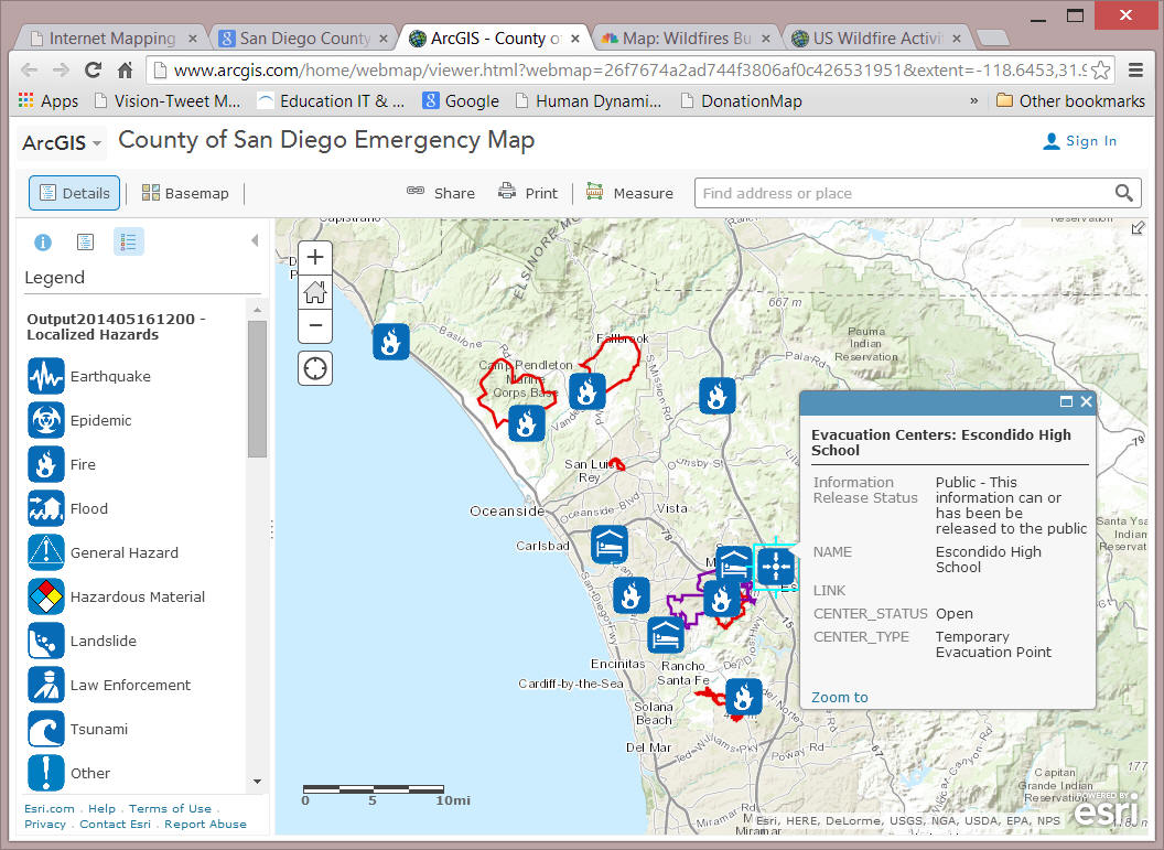 san diego wildfire map